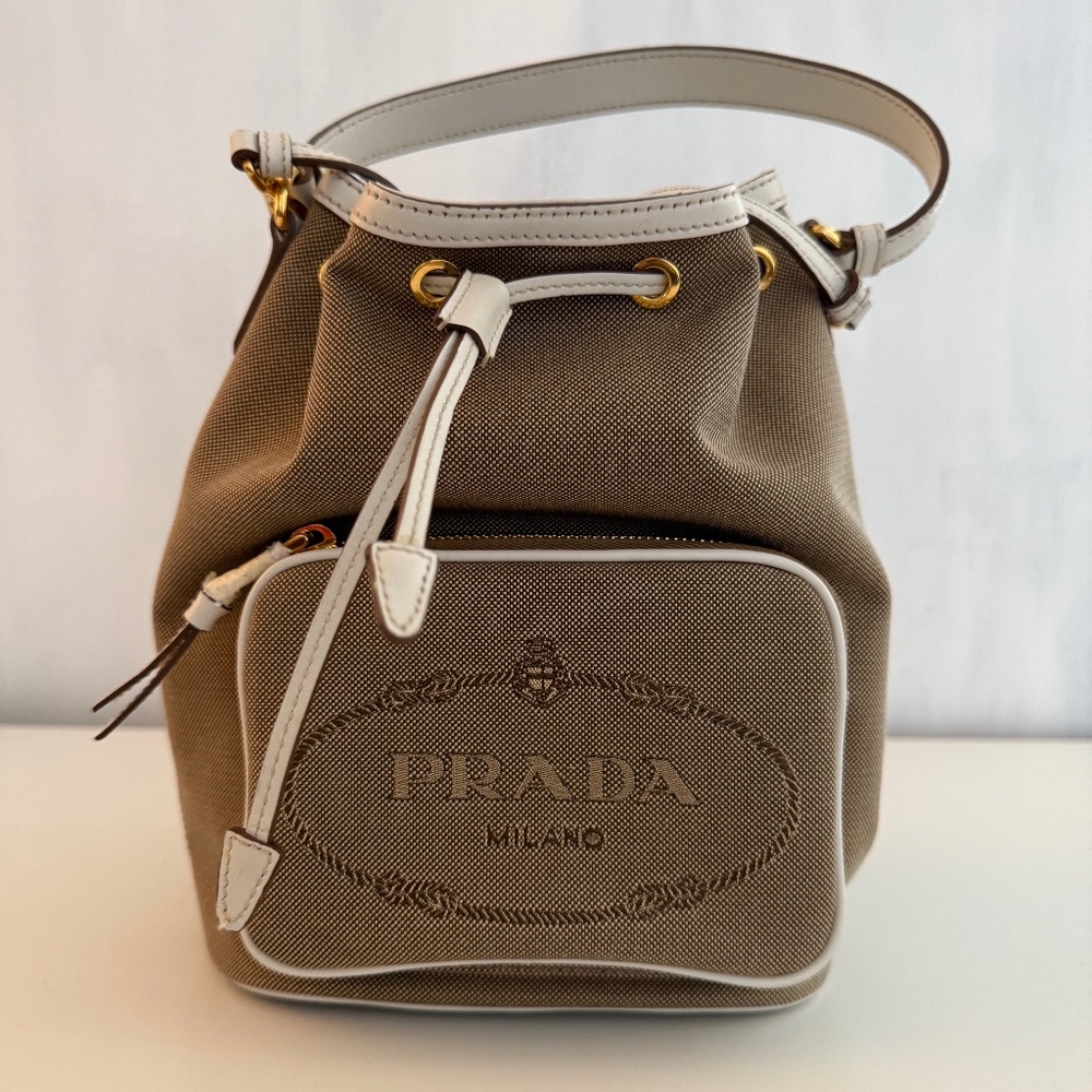 Prada Logo Jacquard Bucket Bag